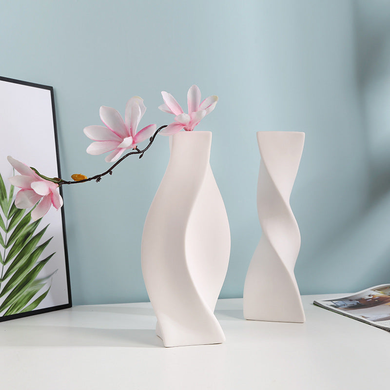 Scandinavian Minimalist Handmade Ceramic Vase – Nordic White Home Decor for Modern Living Rooms & Bedrooms