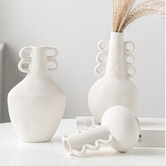 Handcrafted Nordic Wave Ceramic Vase - Minimalist Long Neck Home Décor for Modern & Boho Interiors