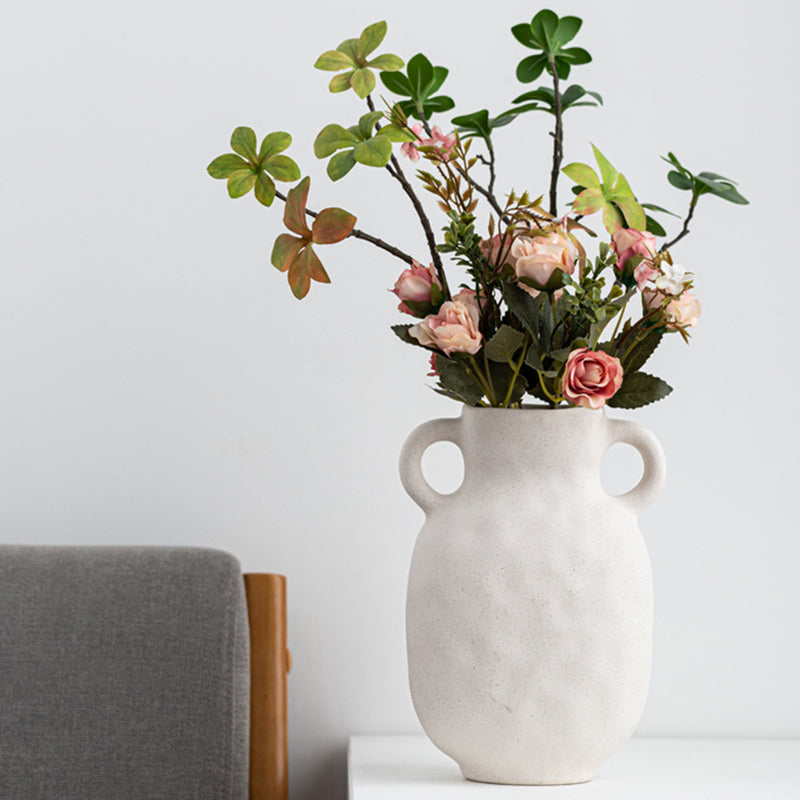 Scandinavian Double Ear Ceramic Vase - Handmade Minimalist Flower Vase for Modern Home Decor