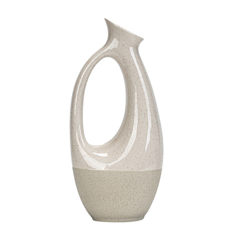 Modern Minimalist Two Color Slanted Mouth Ceramic Vase