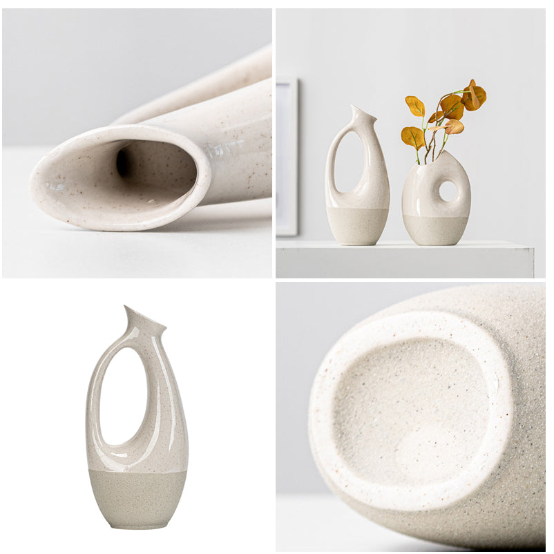 Modern Minimalist Two Color Slanted Mouth Ceramic Vase