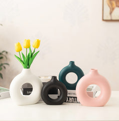 Contemporary Nordic ceramic vase for dried flowers