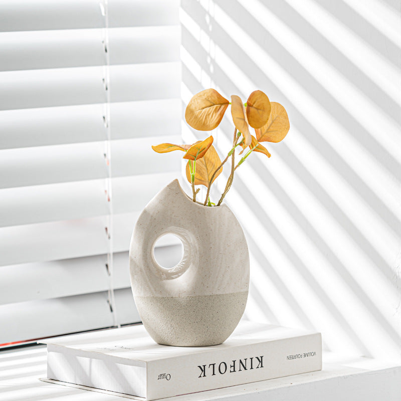 Two-tone ceramic vase for contemporary interiors